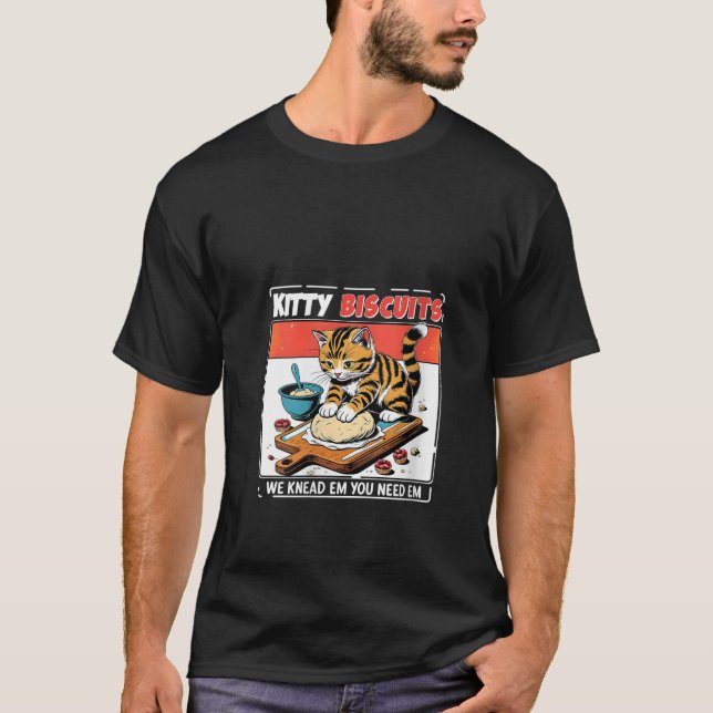 Womens Kitty Biscuits Bakery Cute Cat Kneading Dou T-Shirt (Front)