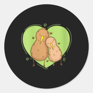 Womens Kiwi Bird is in Love Kiwi Fruit Animal Classic Round Sticker
