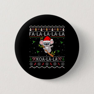 Womens Koala Xmas Holiday Santa Hat Koala Ugly Chr 6 Cm Round Badge