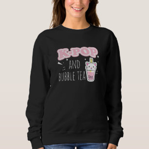 Womens Korea Pop Music Bubble Tea Cat Teen Girls M Sweatshirt