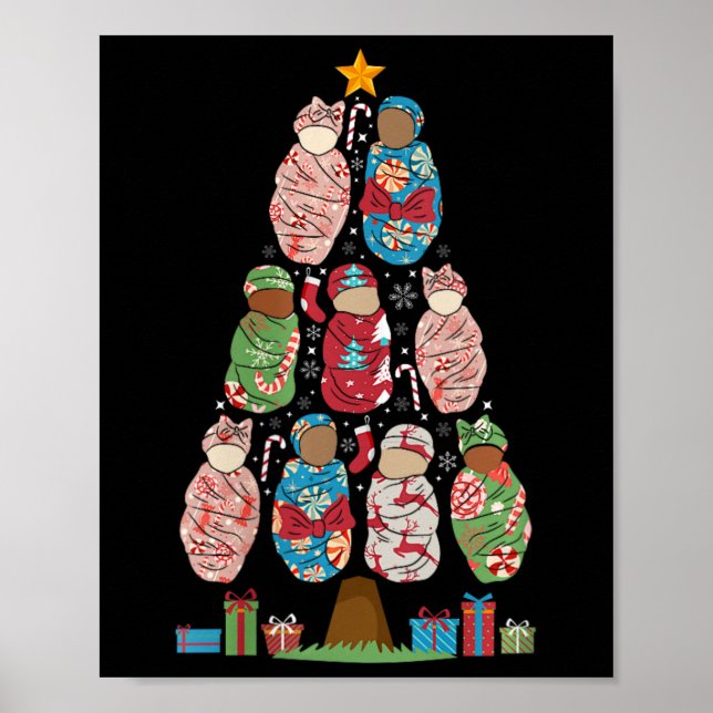 Womens L&amp;d Nurse Christmas Tree Labour And Del Poster (Front)