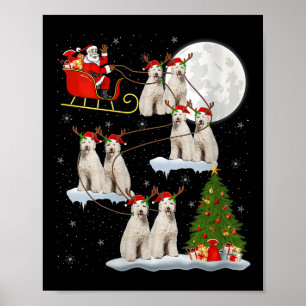 Womens Labradoodle Dog Santa Sleigh Flying Funny M Poster