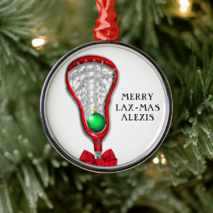 Women's Lacrosse Christmas Metal Ornament