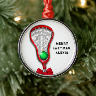Women's Lacrosse Christmas Metal Ornament