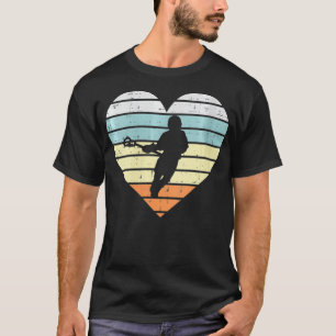 Womens Lacrosse Player Silhouette Heart Retro La M T-Shirt