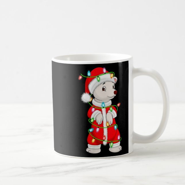 Womens Lar Bear Christmas Lights Santa Costume Cut Coffee Mug (Right)