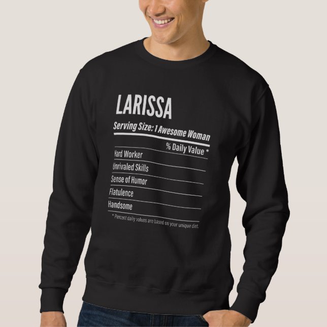 Womens Larissa  Nutritional Facts Serving Size Cal Sweatshirt (Front)