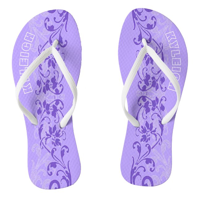 Women's Lavender Personalised Flip Flops (Footbed)