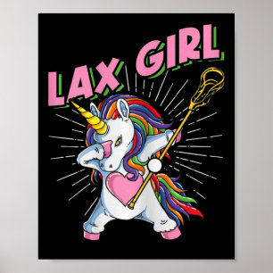 Womens Lax Girl Dabbing Unicorn With Lax Stick Lac Poster