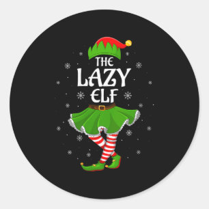 Womens Lazy Elf Christmas Family Girls Women Elf S Classic Round Sticker