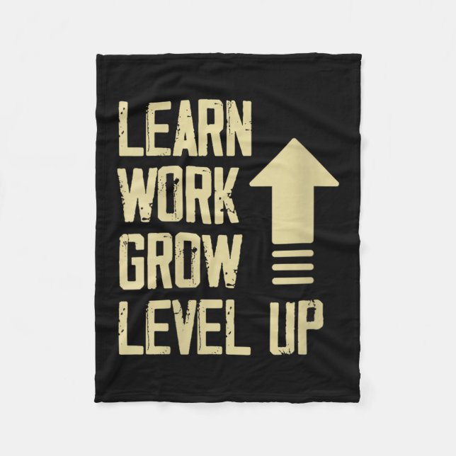Womens Learn Work Grow Level Up Growth Success Vin Fleece Blanket (Front)