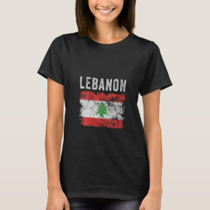 Womens Lebanon Flag Distressed Men Women Kids T-Shirt