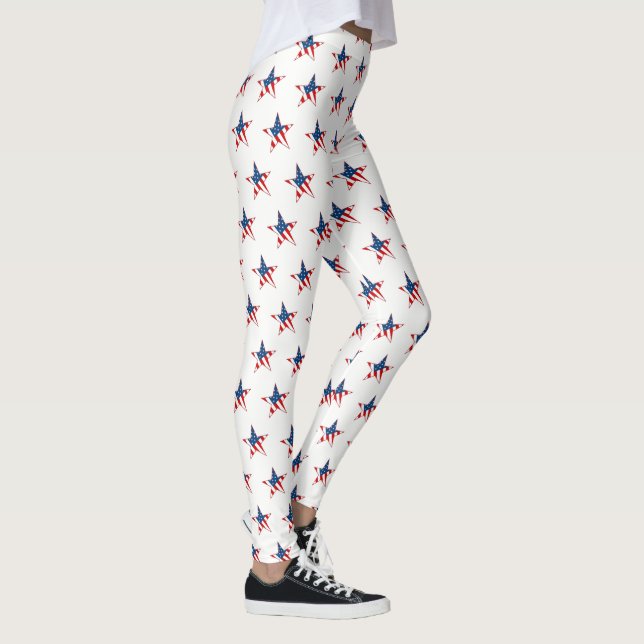 Women's Leggings-Patriotic Stars Leggings (Right)