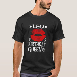 Womens Leo Birthday Queen Red Lipps T-Shirt