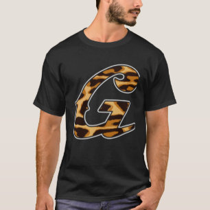 Womens Leopard Cheetah Print Monogram Initial LETT T-Shirt