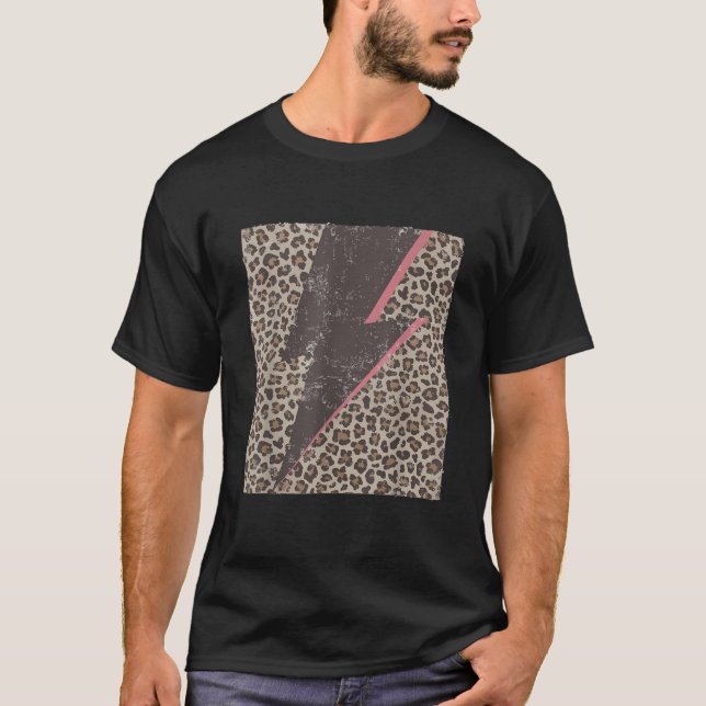 Womens Leopard Cheetah Thunder Print Cool Lightnin T-Shirt (Front)