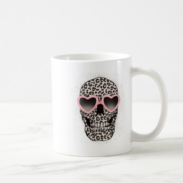Womens Leopard Gothic Skull Cool Skeleton Cheetah  Coffee Mug (Right)