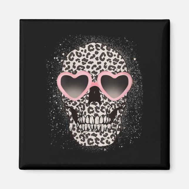 Womens Leopard Gothic Skull Cool Skeleton Cheetah  Magnet (Front)