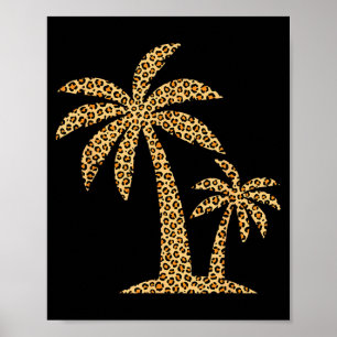 Womens Leopard Print Palm Tree Summer Vacation