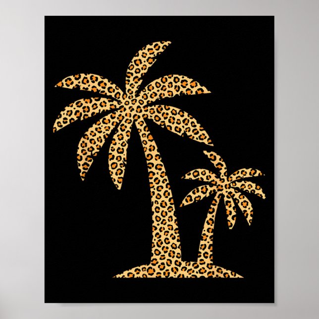 Womens Leopard Print Palm Tree Summer Vacation (Front)