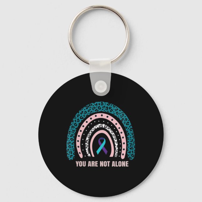 Womens Leopard Rainbow Print Suicide Prevention Aw Key Ring (Front)