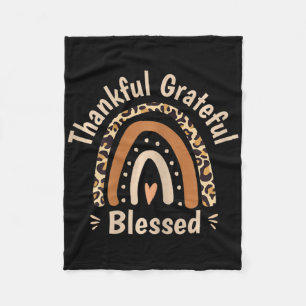 Womens Leopard Rainbow Thankful Grateful Blessed C Fleece Blanket