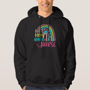 Womens Leopard Rainbow Wife Mum Auntie Nurse Mothe Hoodie