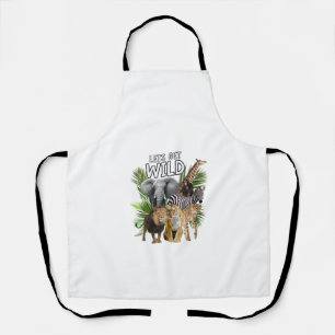 Womens Let's Get Wild Zoo Animals Safari Party A D Apron