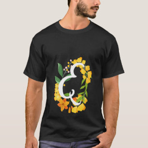 Womens Letter E Capital Alphabet Flowers Monogram T-Shirt