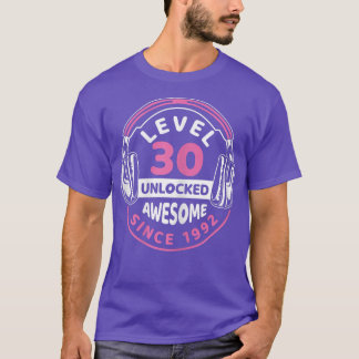 Womens Level 30 Unlocked Awesome 1992 30th Birthda T-Shirt