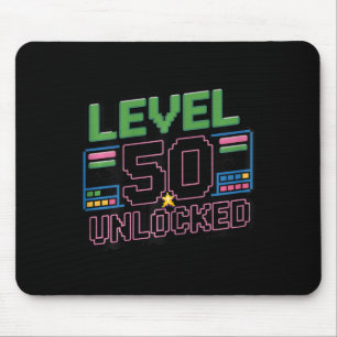 Womens Level 50 Unlocked Funny Gamer 50th Birthday Mouse Pad