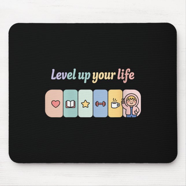 Womens Level Up Your Life Progress Bar Gamer Motiv Mouse Pad (Front)