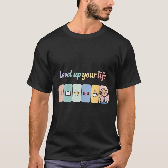 Womens Level Up Your Life Progress Bar Gamer Motiv T-Shirt (Front)