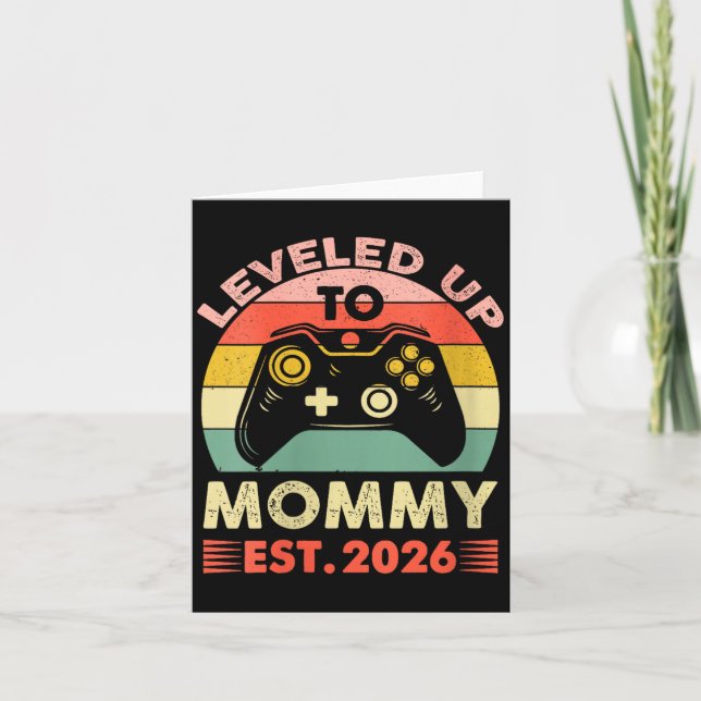 Womens Leveling Up To Mommy 2026 First Time Mom 20 Card (Front)
