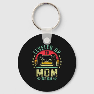 Womens levelled up to mum gamer mummy mother's day key ring