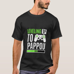 Womens Levelling Up To Pappou Gaming Gender Reveal T-Shirt
