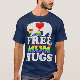 Womens LGBTQ Pride Mama Bear Rainbow Heart Free Mo T-Shirt