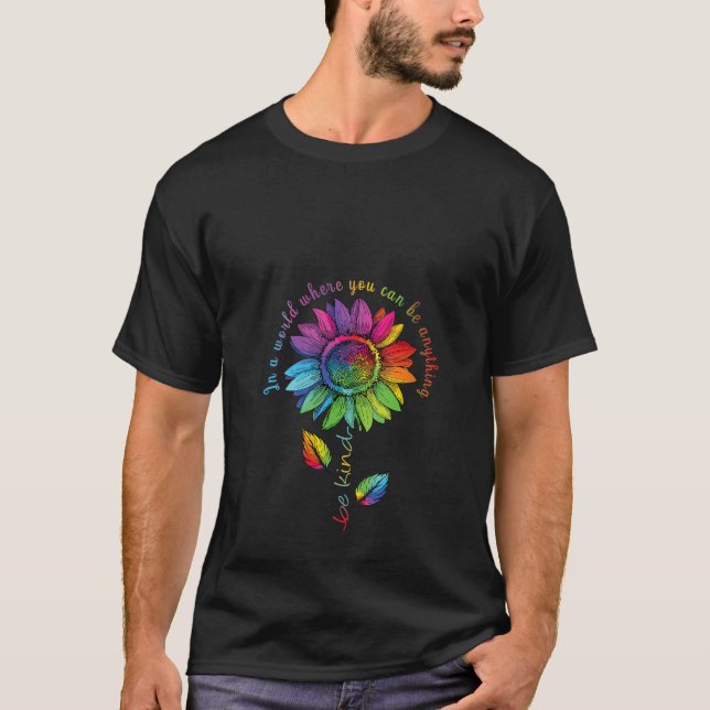 Womens LGBTQ Rainbow Sunflower World Flower Pride  T-Shirt (Front)