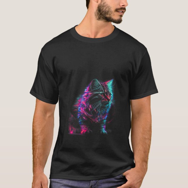 Womens Light Ghost Cat V Neck T Shirt (Front)