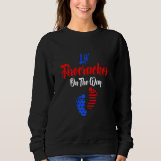 Womens Lil Firecracker On The Way Pregnancy Announ Sweatshirt