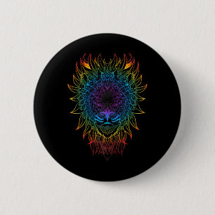 Womens Lioness Mandala Art Zen Yoga Meditation Boh 6 Cm Round Badge