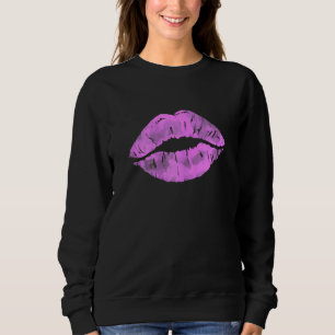 Womens Lips Kissing Lipstick 80s 90s 90s Themed Pa Sweatshirt