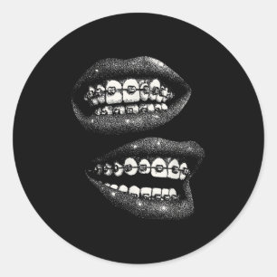 Women's Lips Print Graphic Y2k 2000s Vintage Summe Classic Round Sticker