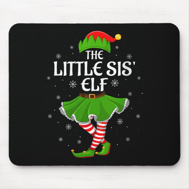 Womens Little Sis Elf Christmas Family Girls Women Mouse Pad (Front)