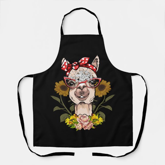 Women's Llama Bandanna Alpaca Llama Animal Apron (Front)