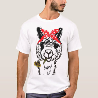 Womens Llama Bandanna Alpaca Llama Animal TShirt