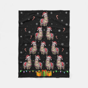 Womens Llama Santa Hat Xmas Lights Men Women Chris Fleece Blanket