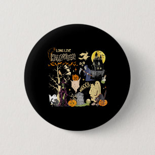 Womens Long Live Halloween Black Cat Poison Witch 6 Cm Round Badge