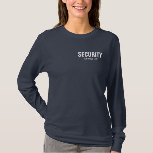 Womens Long Sleeve Navy Blue Template Security T-Shirt