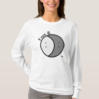 Women's long sleeve t-shirt with black text